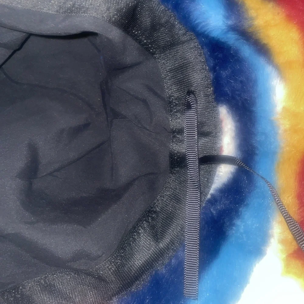 Y2k revival Fuzzy art bucket hat multi colored one sized microfiber